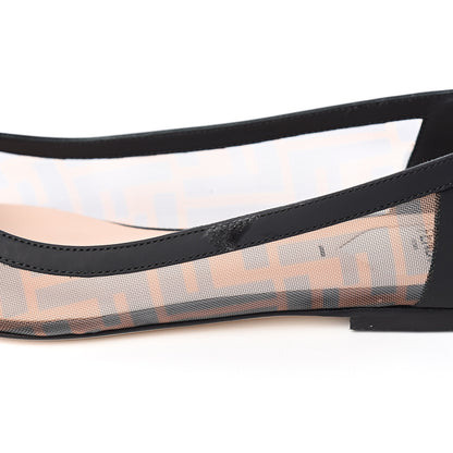 Fendi Mesh FF Skimmer Ballerina Flats 40 Tobacco Moro Black 9 of 10