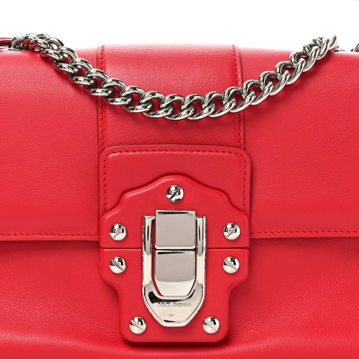 Calfskin Lucia Chain Shoulder Bag Red