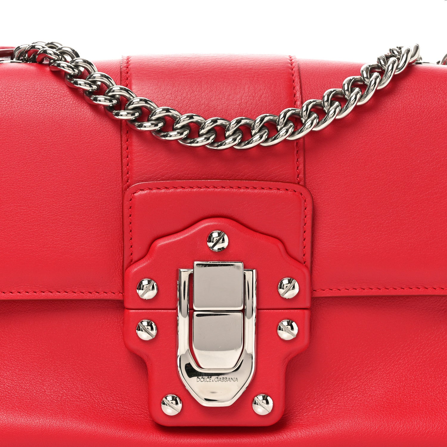 Dolce & Gabbana Calfskin Lucia Chain Shoulder Bag Red 7 of 9