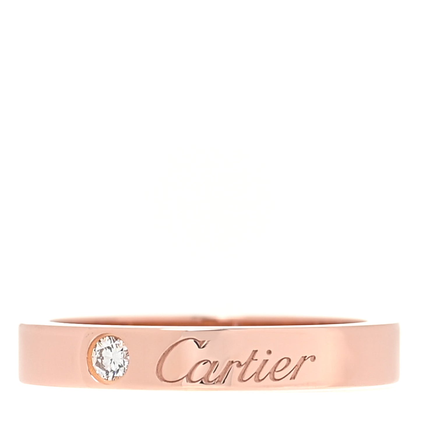18K Pink Gold Diamond 3mm C De Cartier Wedding Band Ring 48 4.5