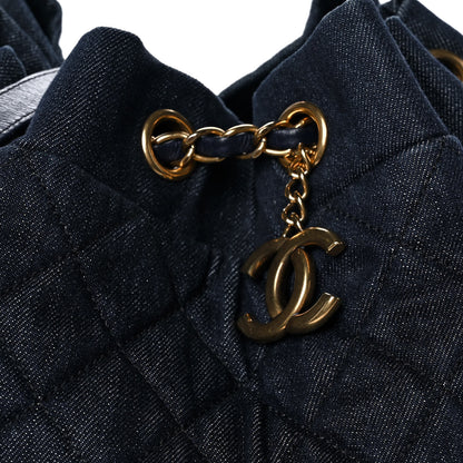 Chanel Washed Denim Quilted Small Urban Spirit Drawstring Bag Dark Blue 8 of 12