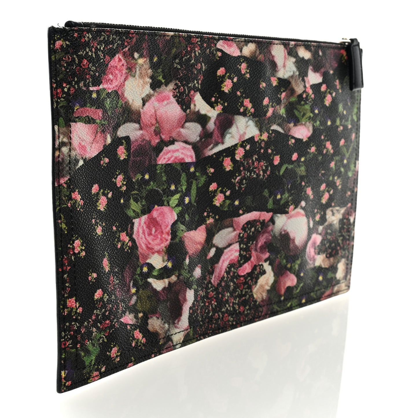 Coated Canvas Roses Camouflage Print Medium Antigona Zip Pouch Black