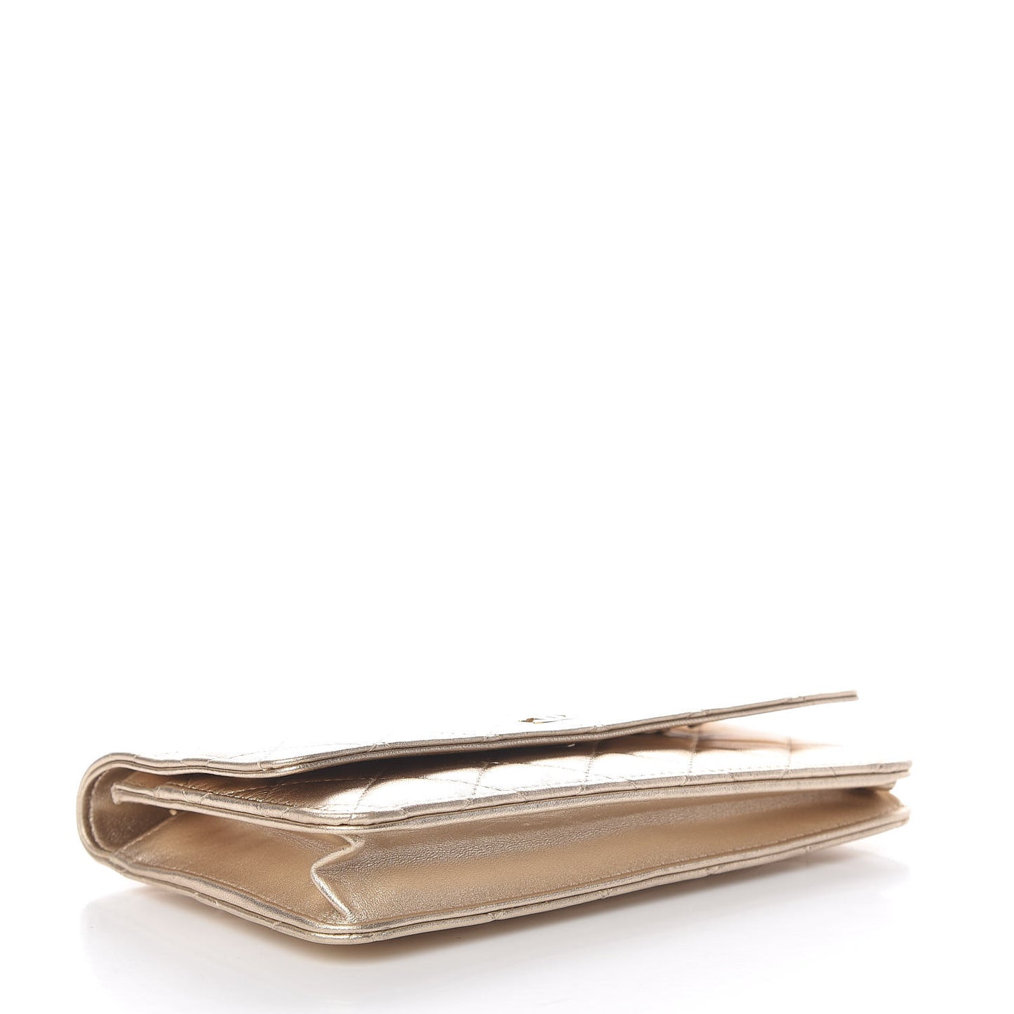 Lambskin Quilted Wallet On Chain WOC Light Gold