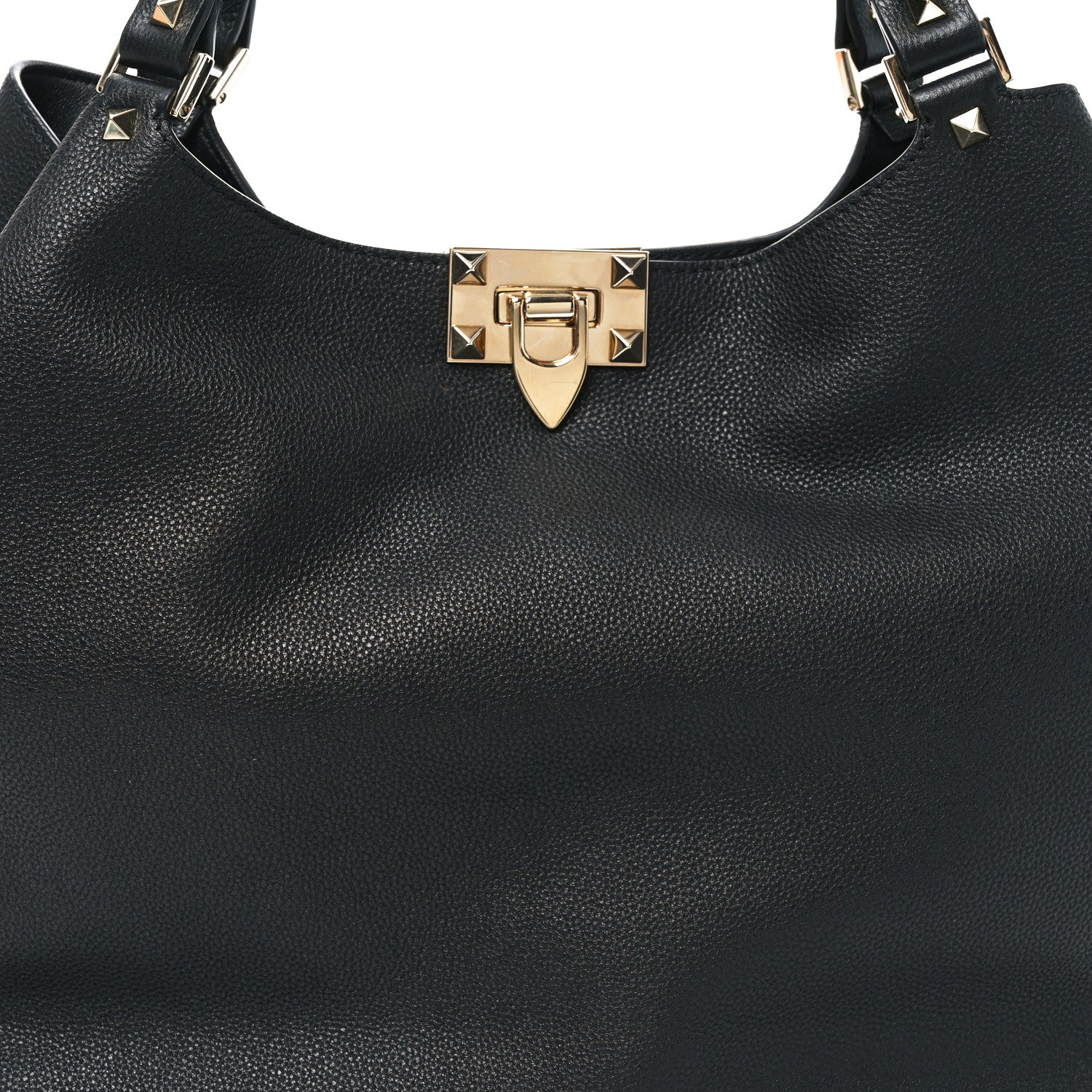 Valentino Garavani Grained Calfskin Small Rockstud Tote Black 7 of 10