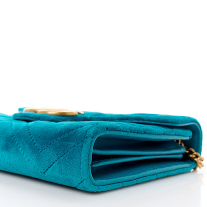 Gucci Velvet Matelasse GG Marmont Chain Wallet Pavone Cyan 10 of 10