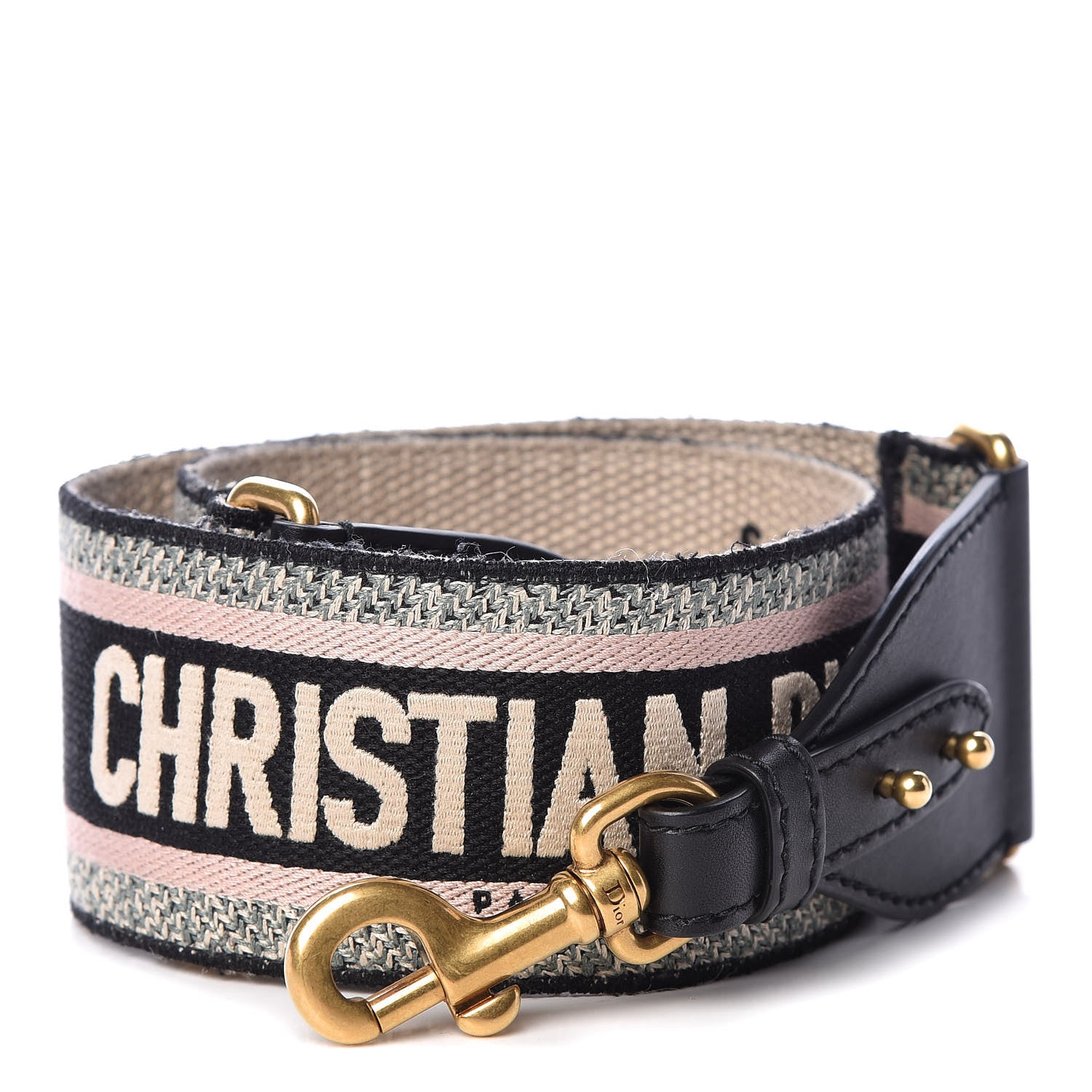 Christian Dior Canvas Embroidered Shoulder Strap Rose Multicolor 2 of 8