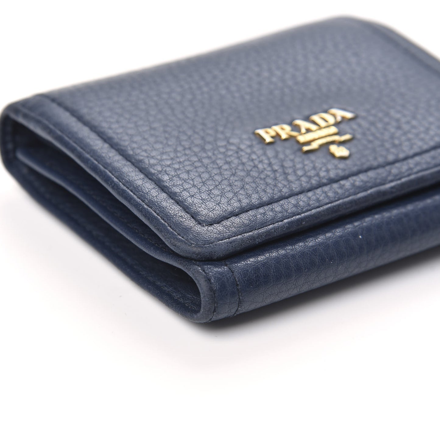 Vitello Daino Metal Tri-Fold Wallet Bleuette