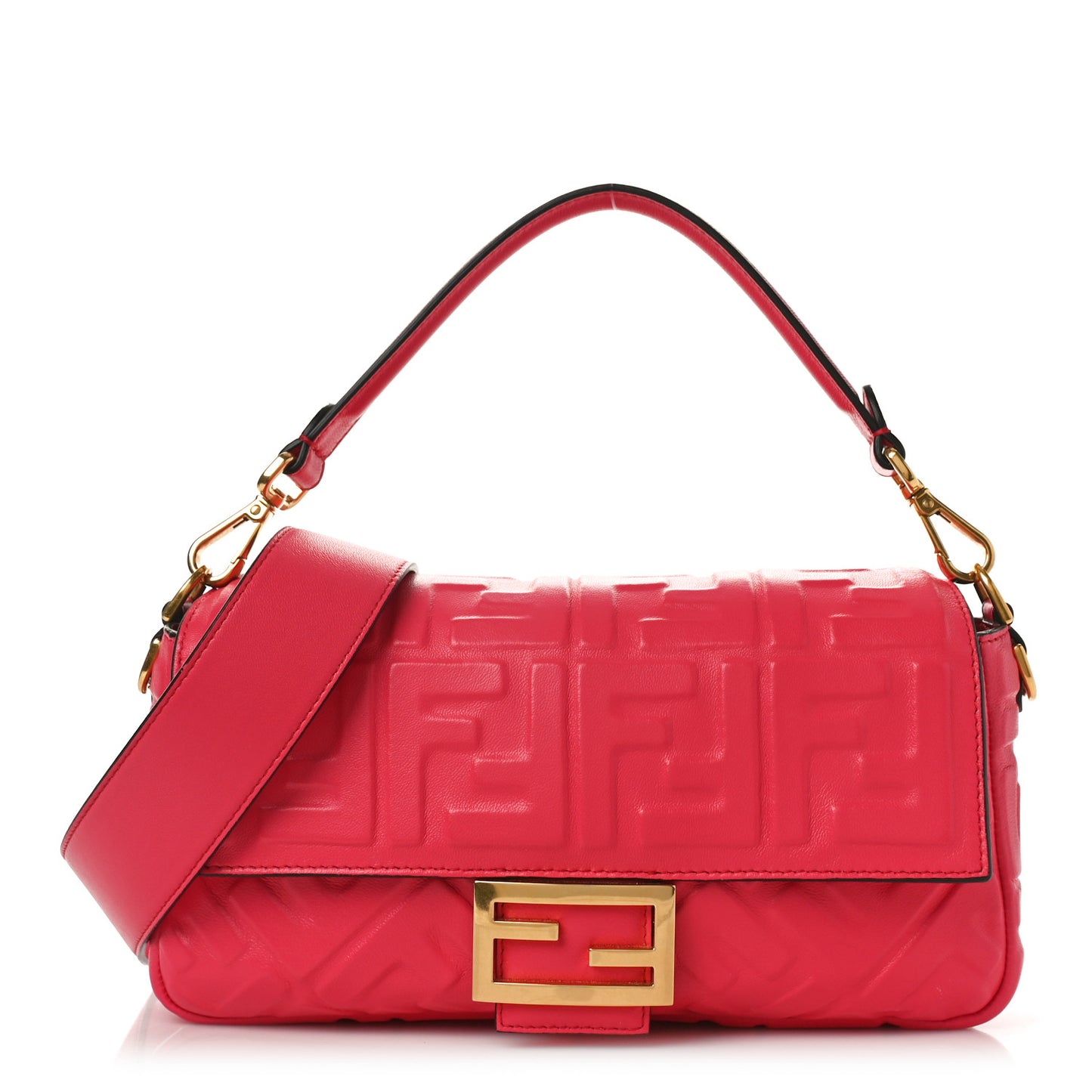 Nappa FF 1974 Embossed Baguette Lampone