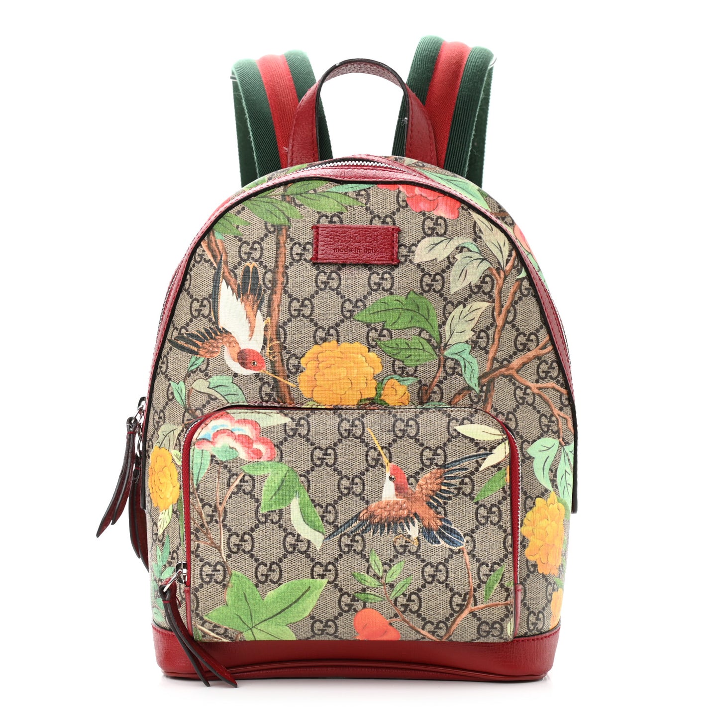 GG Supreme Monogram Tian Web Small Day Backpack Beige Multicolor Red