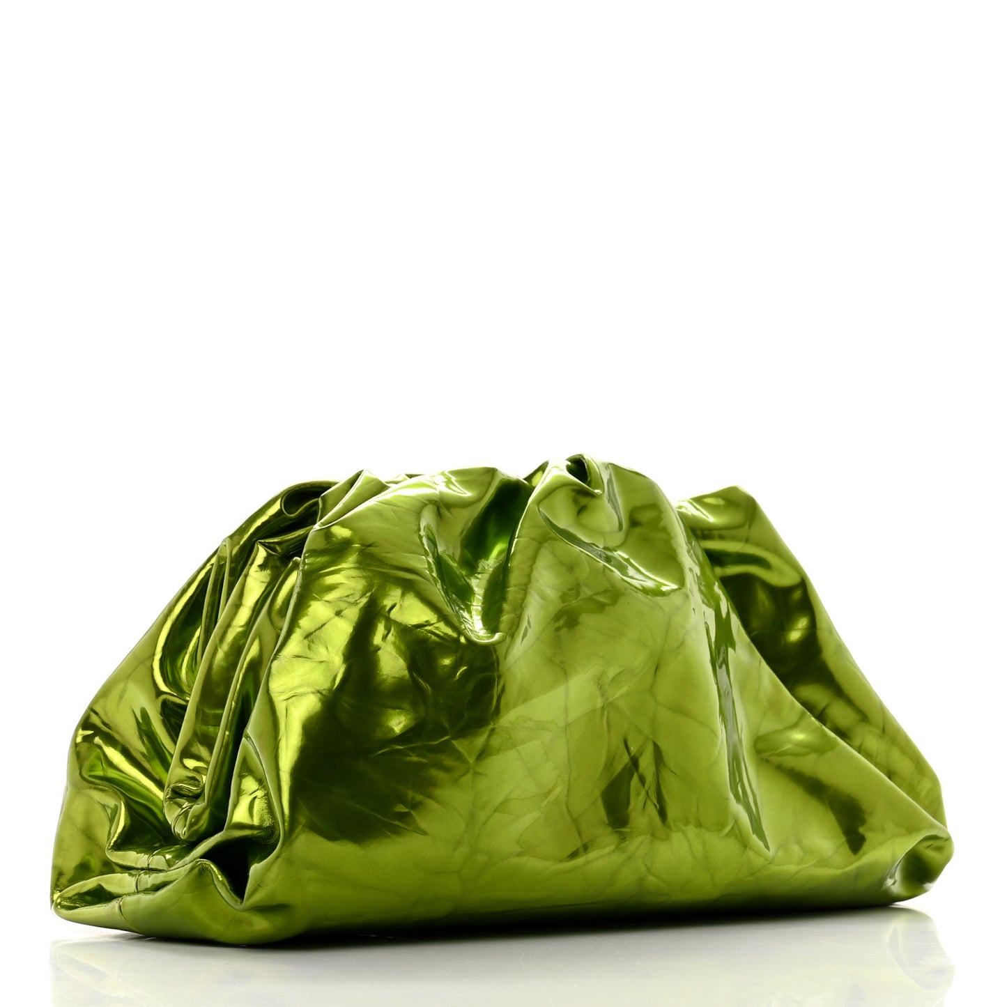 Metallic Crushed Calfskin Teen Pouch Chlorophyll