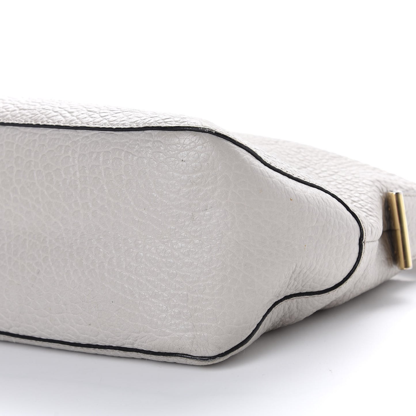 Signature Grain Calfskin Medium Hobo Pale Grey