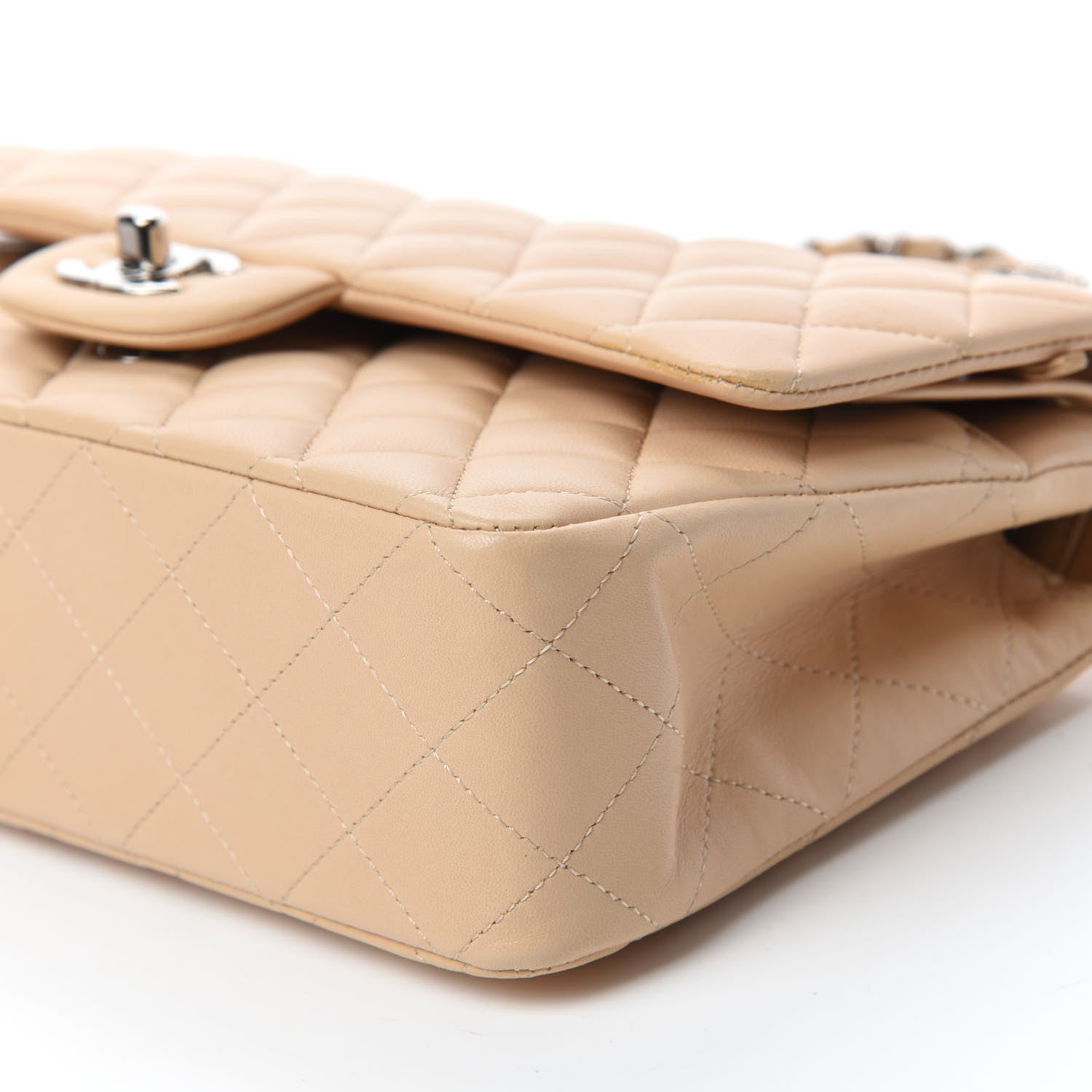 Chanel Lambskin Quilted Medium Double Flap Beige 7 of 12