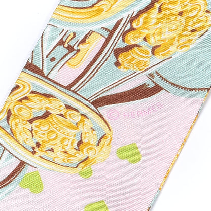 Hermes Silk Brides de Gala Love Twilly Parme Vert D Eau Vieux Rose 4 of 4