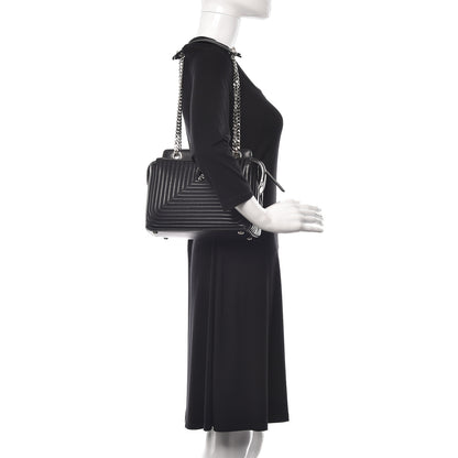 Fendi Shiny Nappa Trapuntata Small DotCom Click Chain Satchel Black 2 of 12