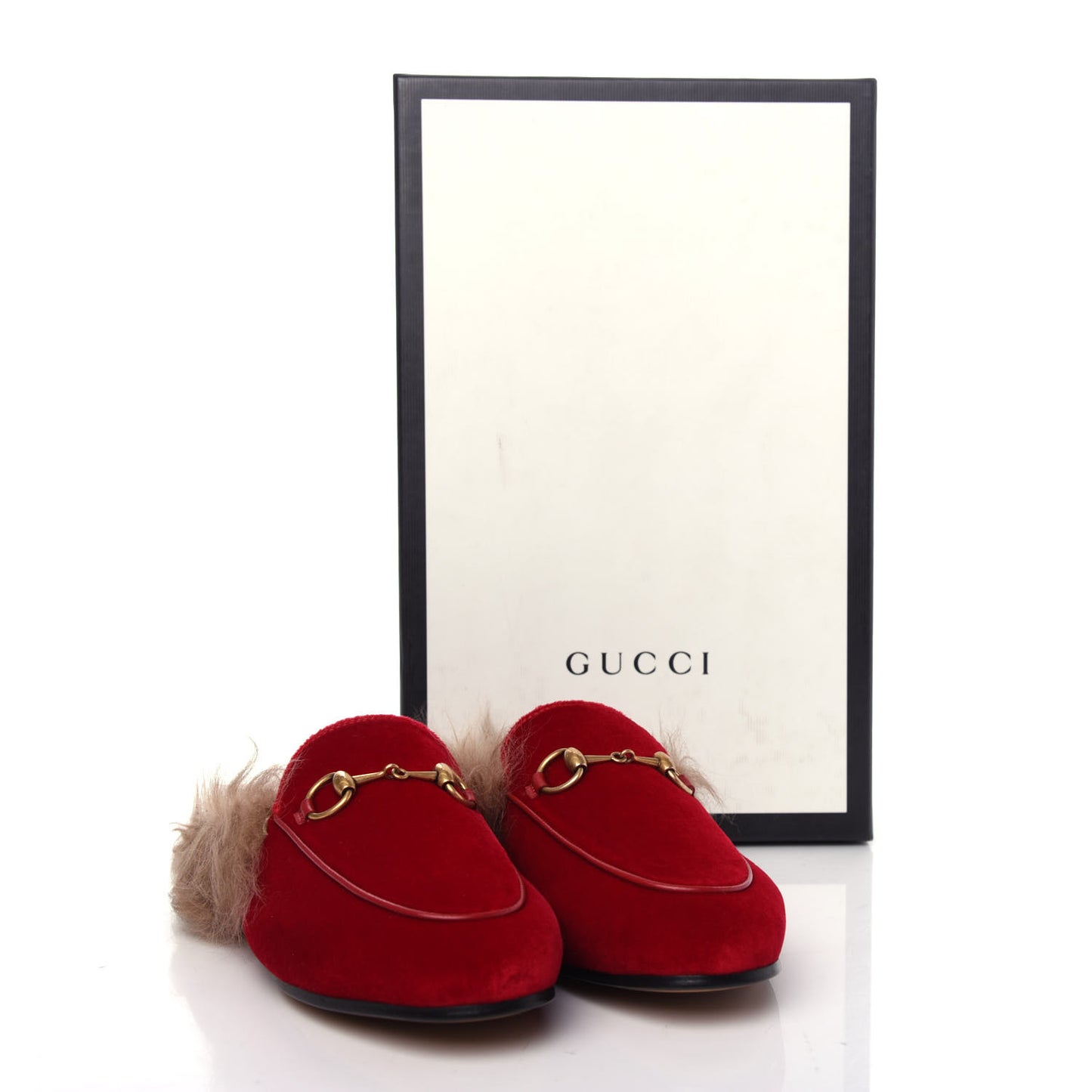 Velvet Fur Womens Princetown Slippers 35 Hibiscus Red