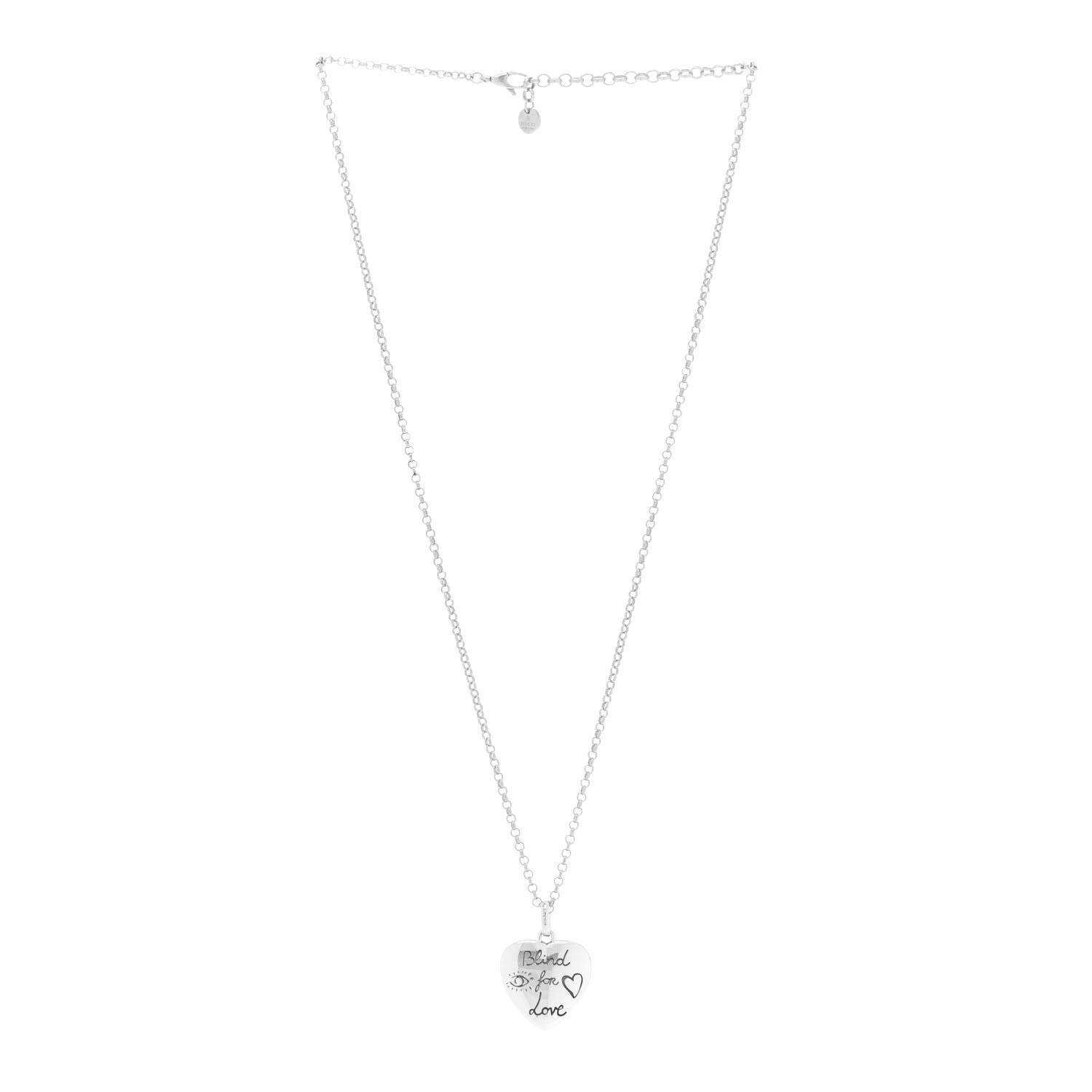 Gucci Sterling Silver Blind for Love Heart Pendant Necklace 3 of 8