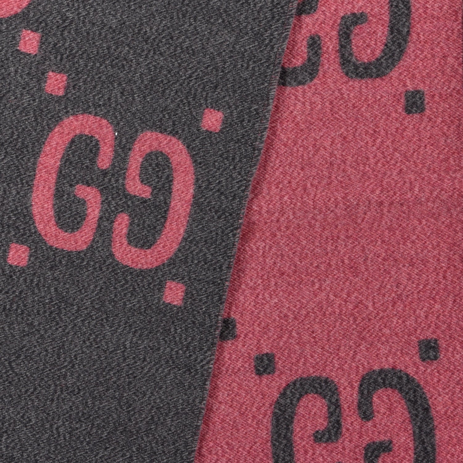 Gucci Wool Silk Monogram Jumbo GG Freedom Scarf Pink Grey 3 of 4