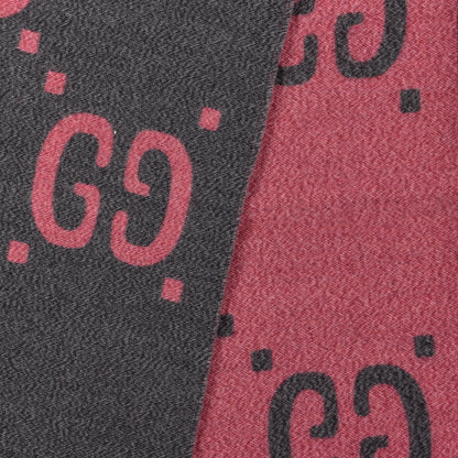 Gucci Wool Silk Monogram Jumbo GG Freedom Scarf Pink Grey 3 of 4