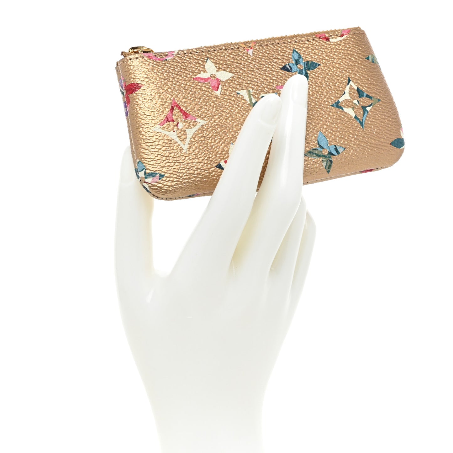 Metallic Monogram LV Garden Key Pouch Gold