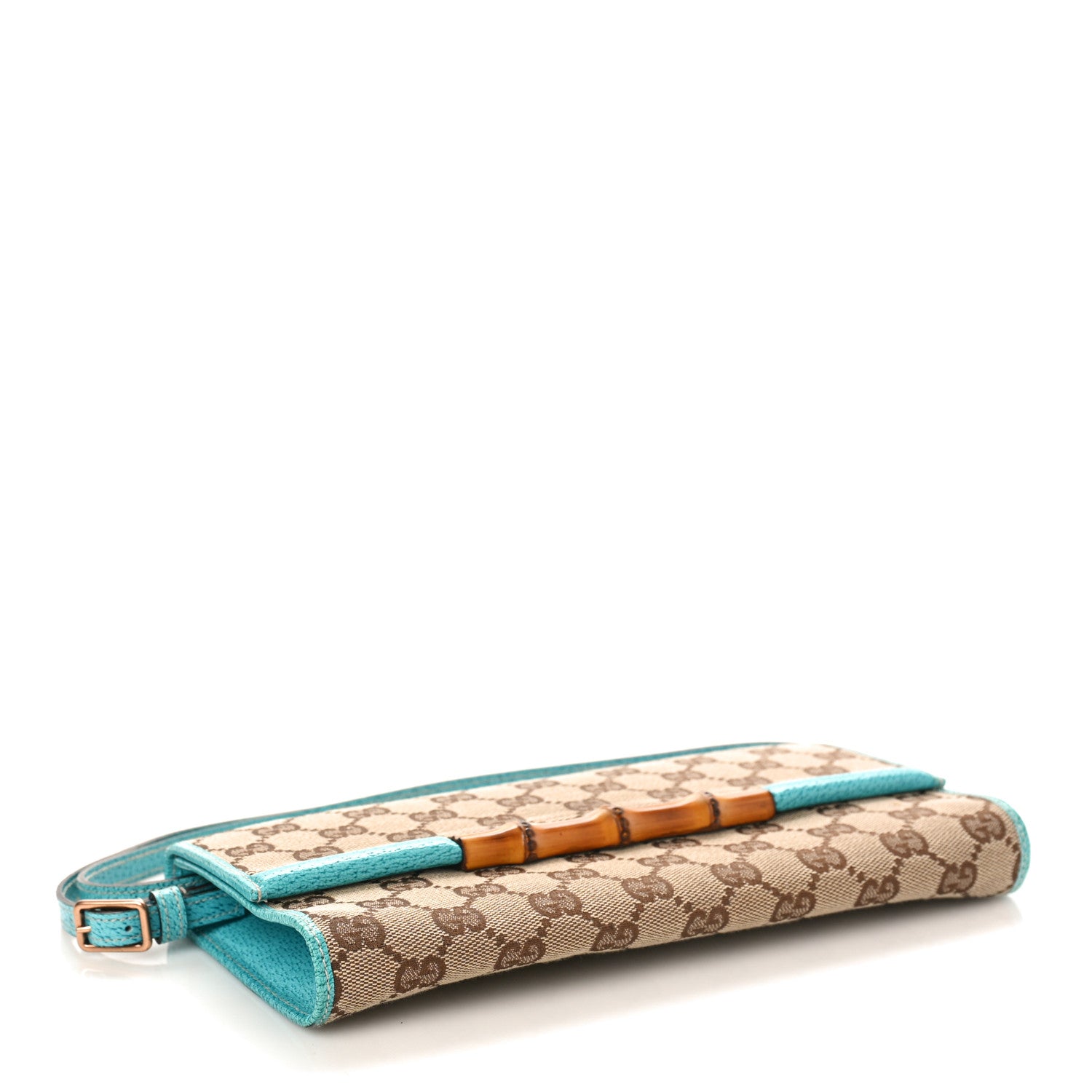 Gucci Monogram Bamboo Bar Clutch Turquoise 4 of 8