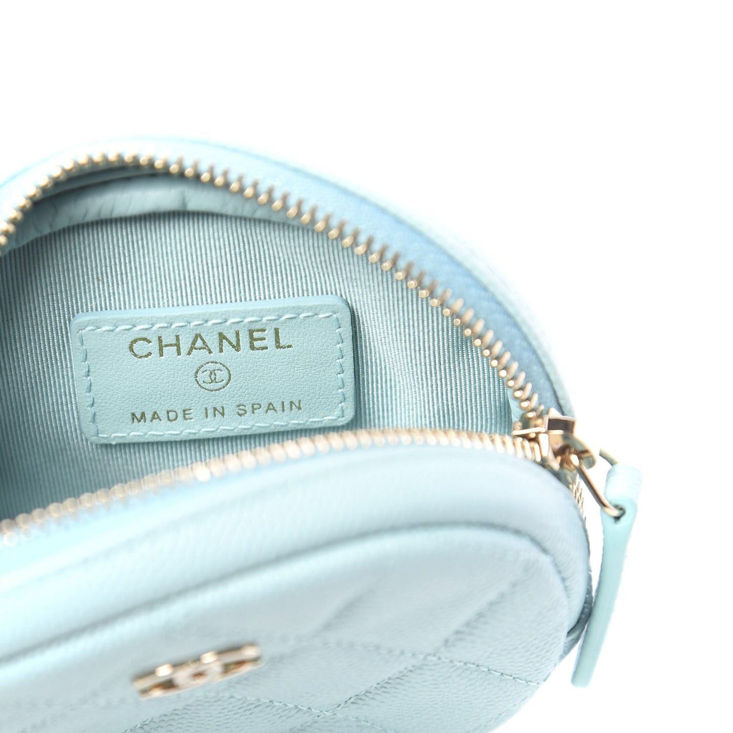 Caviar Quilted Zip Around Classic Coin Purse Light Blue