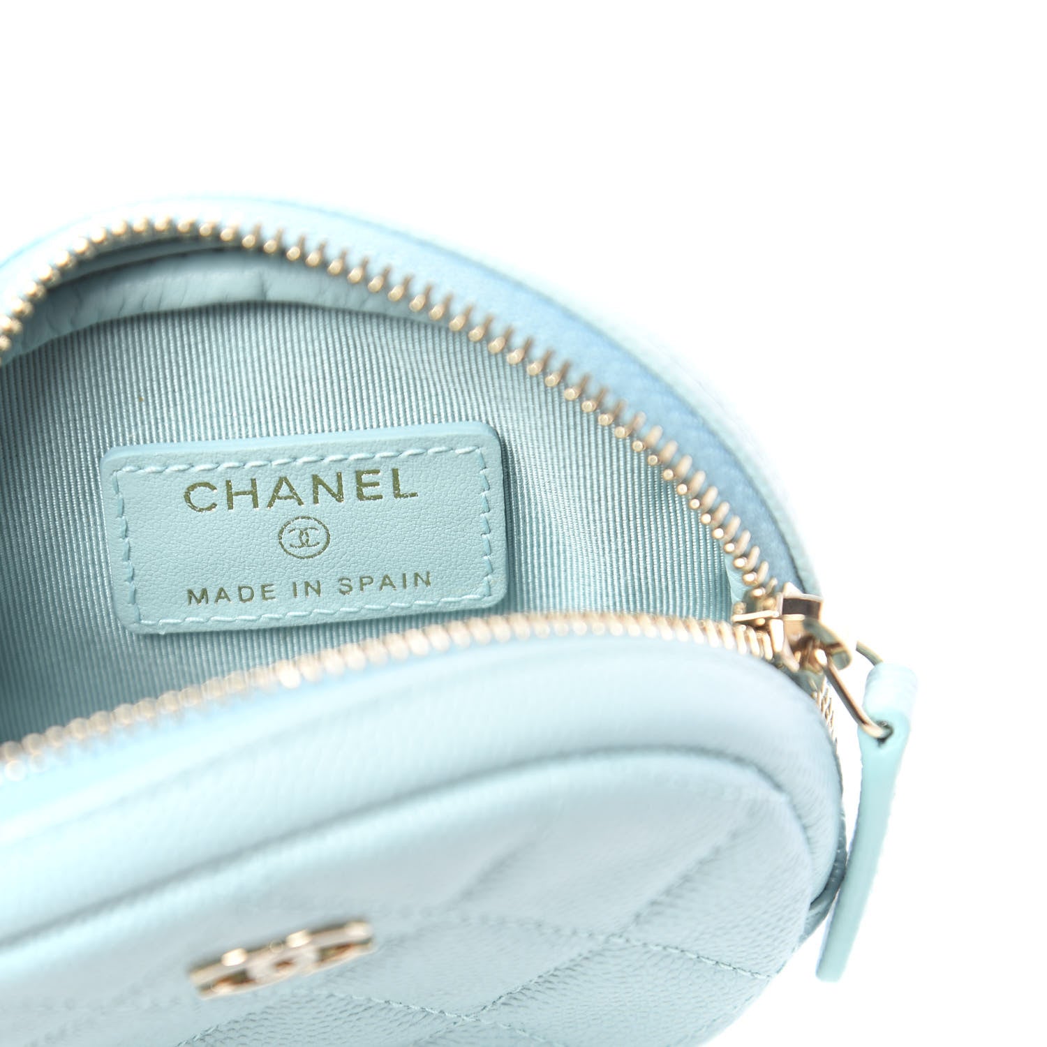 Chanel Caviar Quilted Zip Around Classic Coin Purse Light Blue 6 of 8
