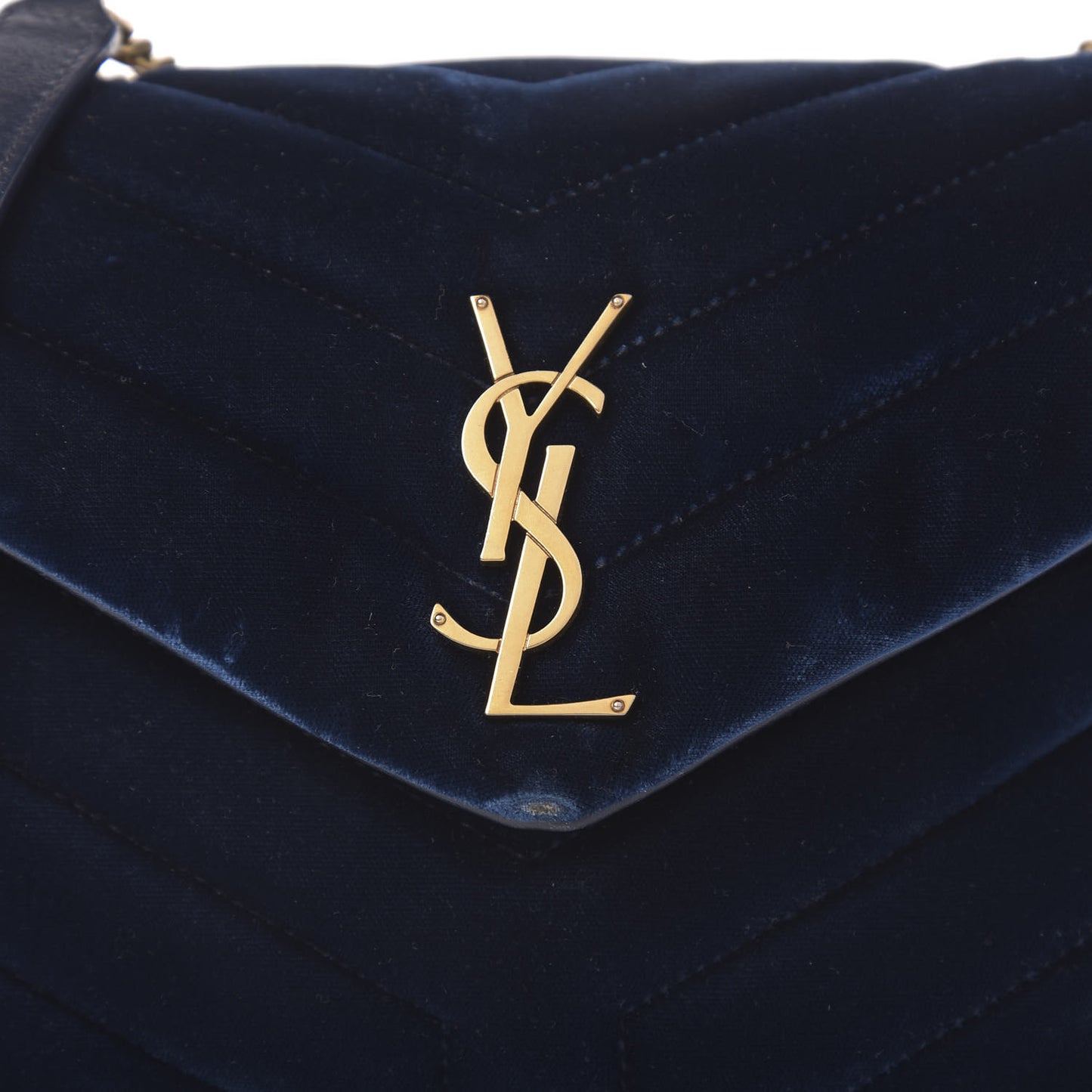 Velvet Y Quilted Monogram Small Loulou Chain Satchel Medium Blue