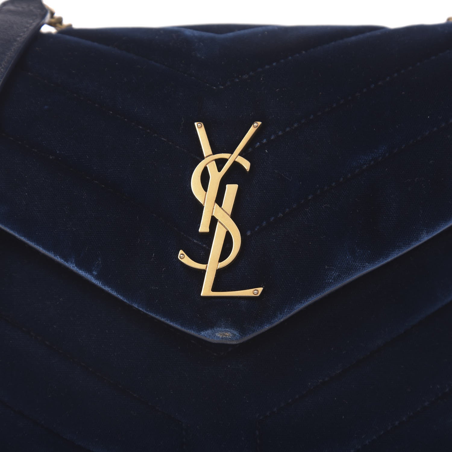 Saint Laurent Velvet Y Quilted Monogram Small Loulou Chain Satchel Medium Blue 11 of 11