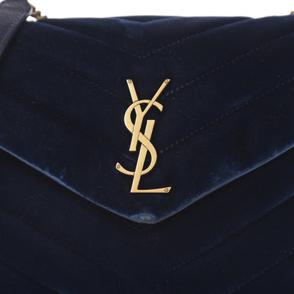 Saint Laurent Velvet Y Quilted Monogram Small Loulou Chain Satchel Medium Blue 11 of 11