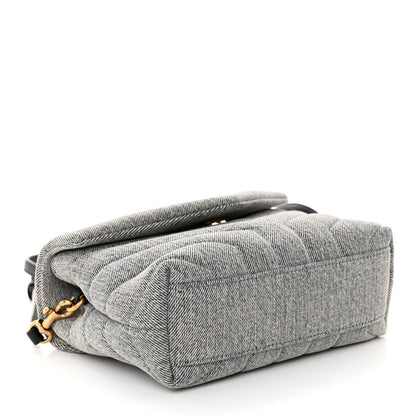 Saint Laurent Denim Y Quilted Monogram Toy Loulou Crossbody Bag Grey 4 of 9