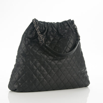 Chanel Distressed Glazed Caviar Quilted Large Elastic Tote Black 3 of 7
