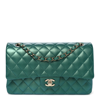 Chanel Iridescent Calfskin Quilted Medium Double Flap Green 1 of 11