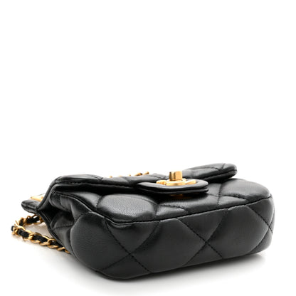 Chanel Calfskin Quilted Lady Handle Flap Card Holder With Chain Black 4 of 12