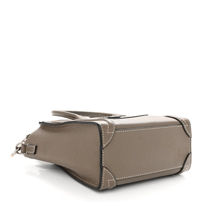 Celine Drummed Calfskin Nano Luggage Souris 4 of 16