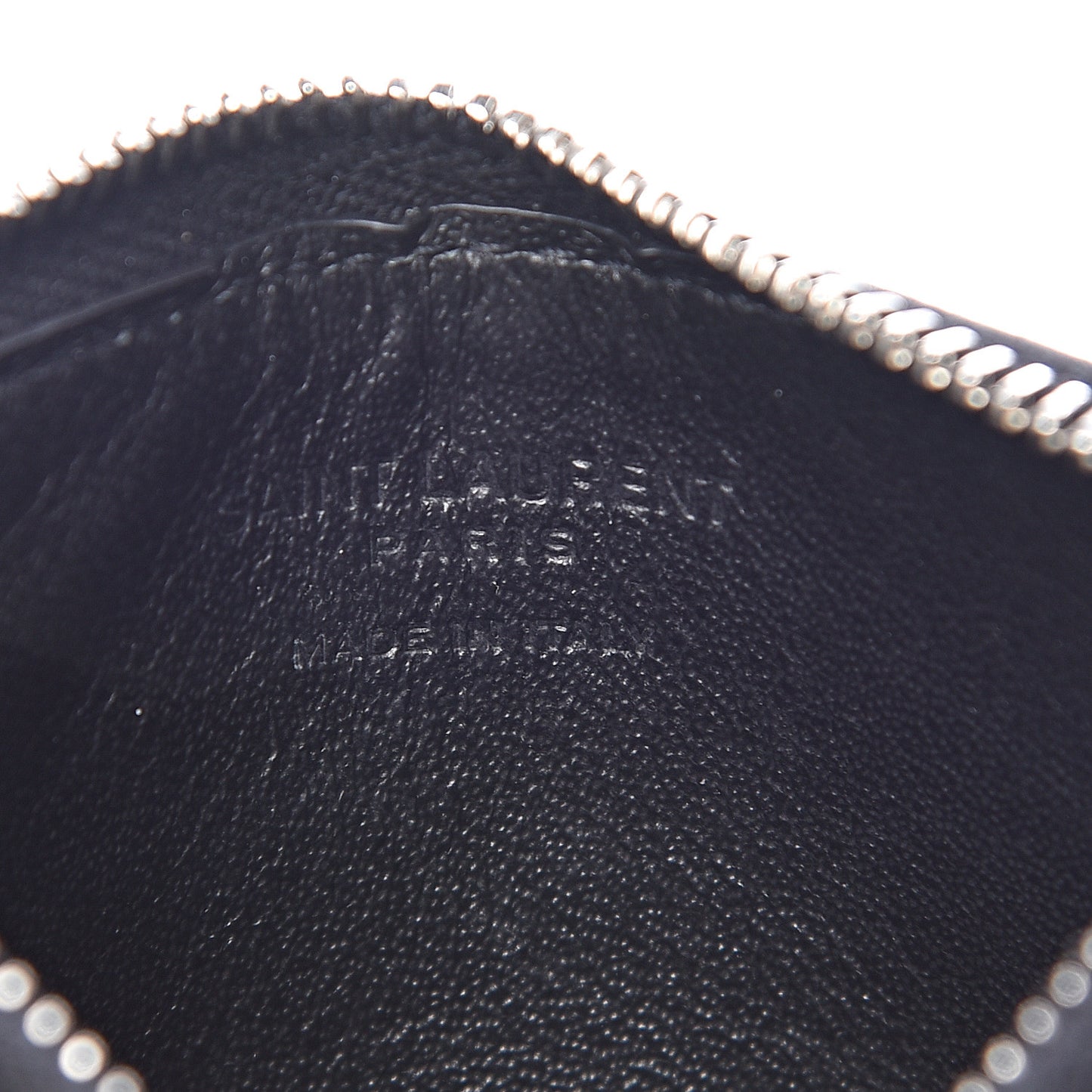 Calfskin Crocodile Embossed 5 Fragments Zip Pouch Card Holder Black
