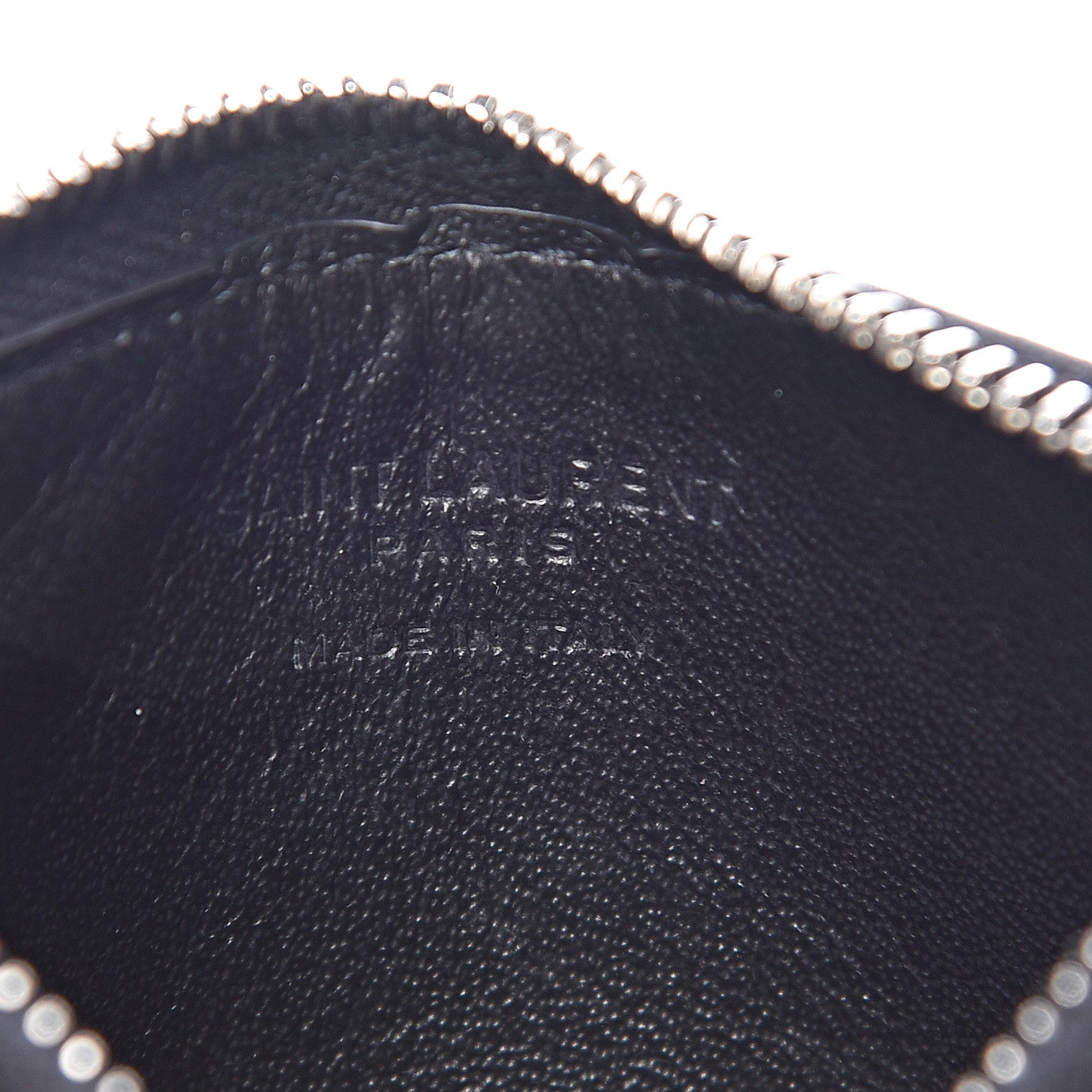 Saint Laurent Calfskin Crocodile Embossed 5 Fragments Zip Pouch Card Holder Black 6 of 8