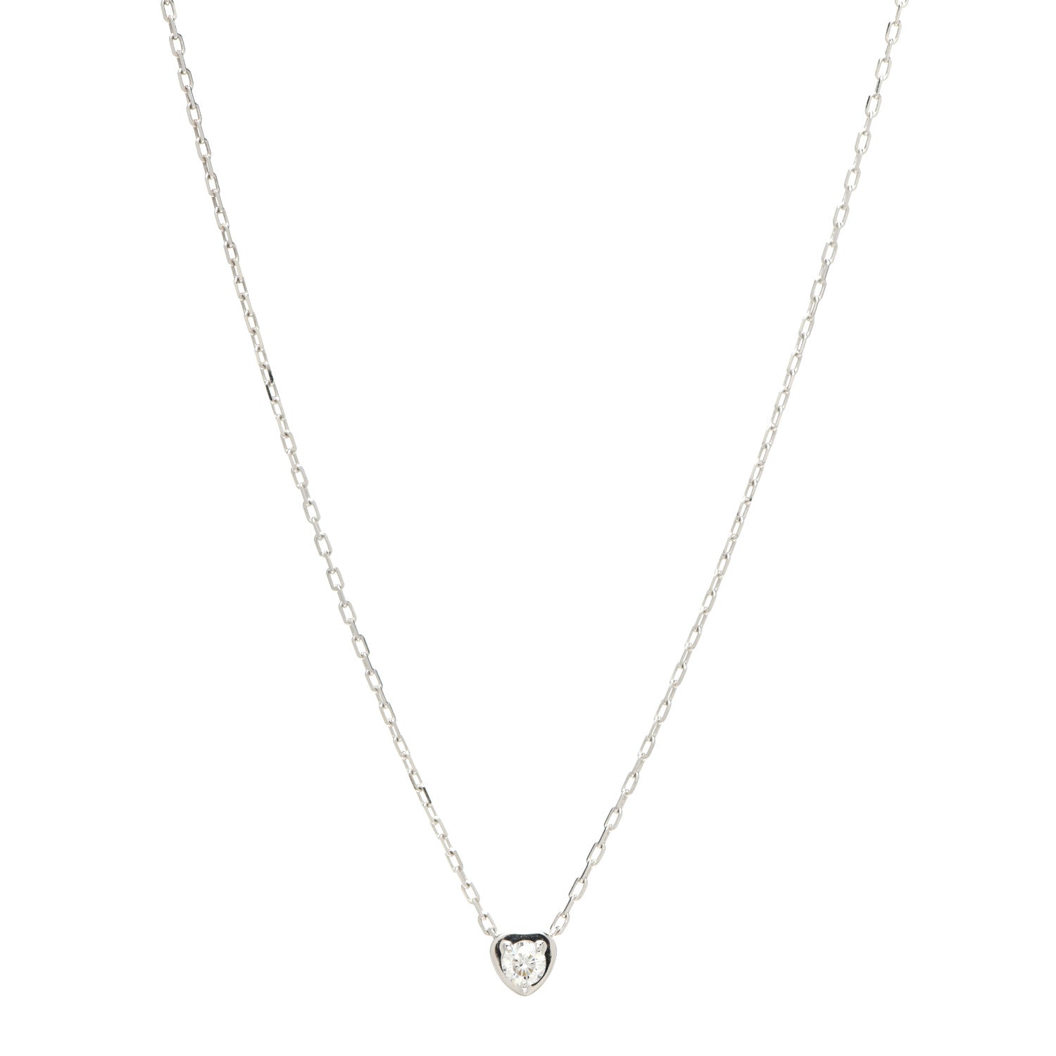 Cartier 18K White Gold Diamond D'Amour Heart Pendant Necklace 1 of 6