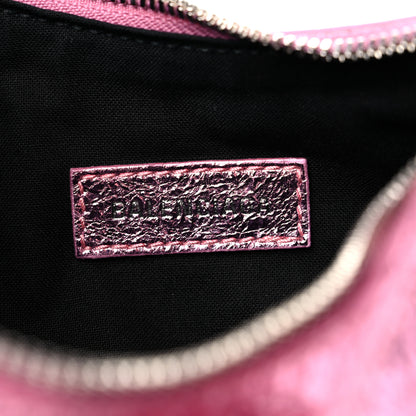 Balenciaga Metallic Agneau Arena Crystal Le Cagole Shoulder Bag XS Met Pink 7 of 10