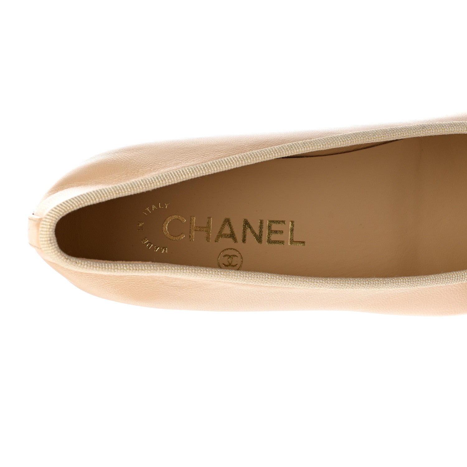 Chanel Lambskin Cap Toe CC Ballerina Flats 37 Beige Black 8 of 10
