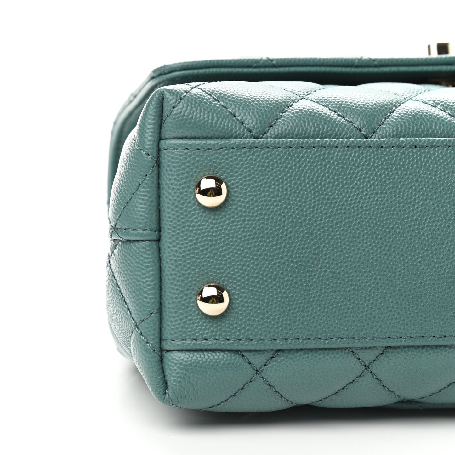 Caviar Quilted Lizard Embossed Mini Coco Handle Flap Green