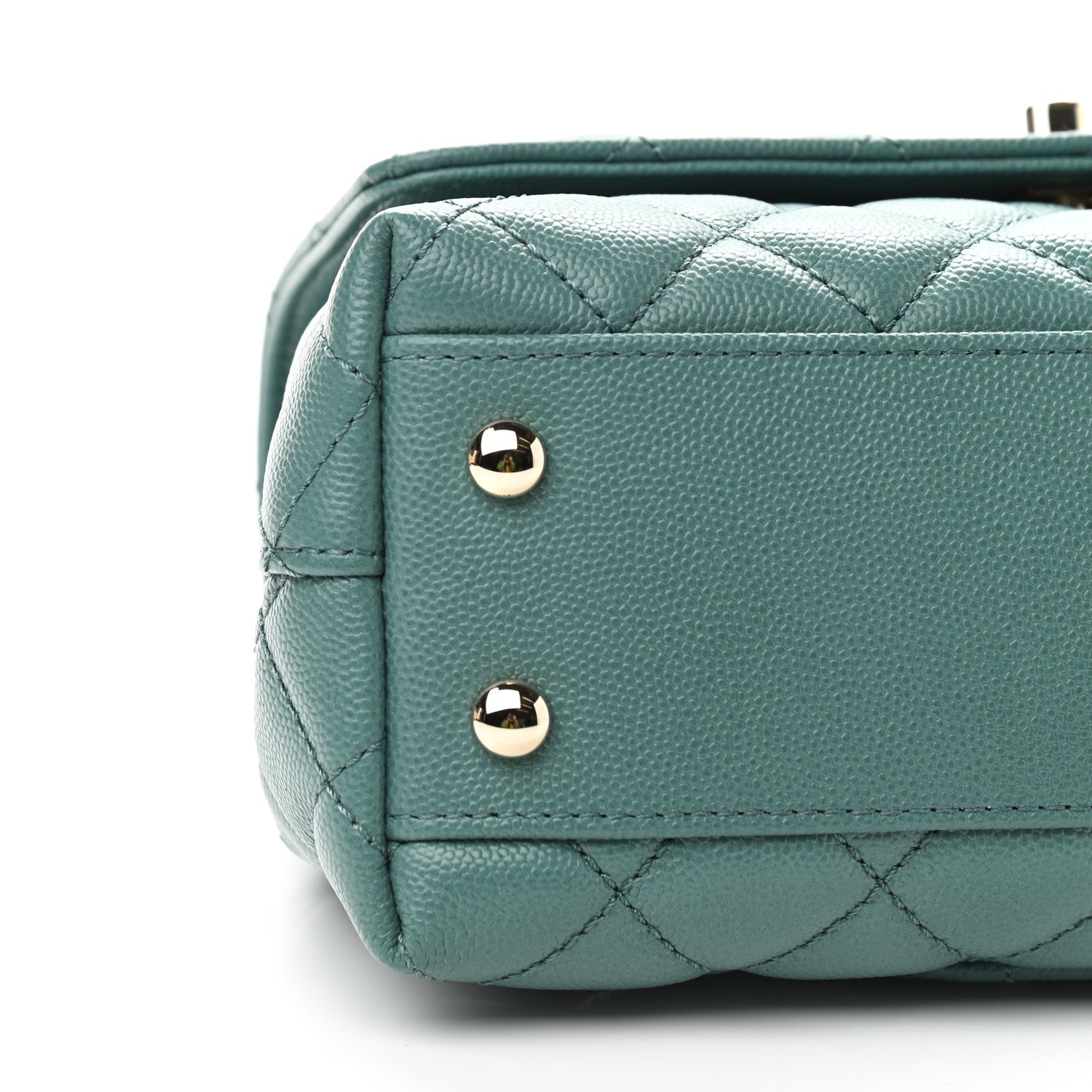Chanel Caviar Quilted Lizard Embossed Mini Coco Handle Flap Green 8 of 9