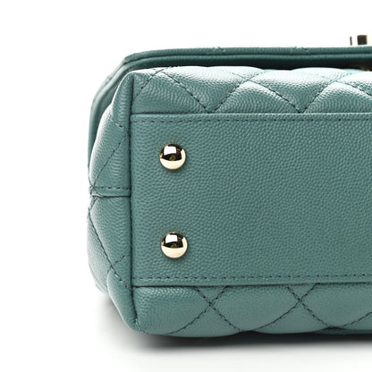 Chanel Caviar Quilted Lizard Embossed Mini Coco Handle Flap Green 8 of 9