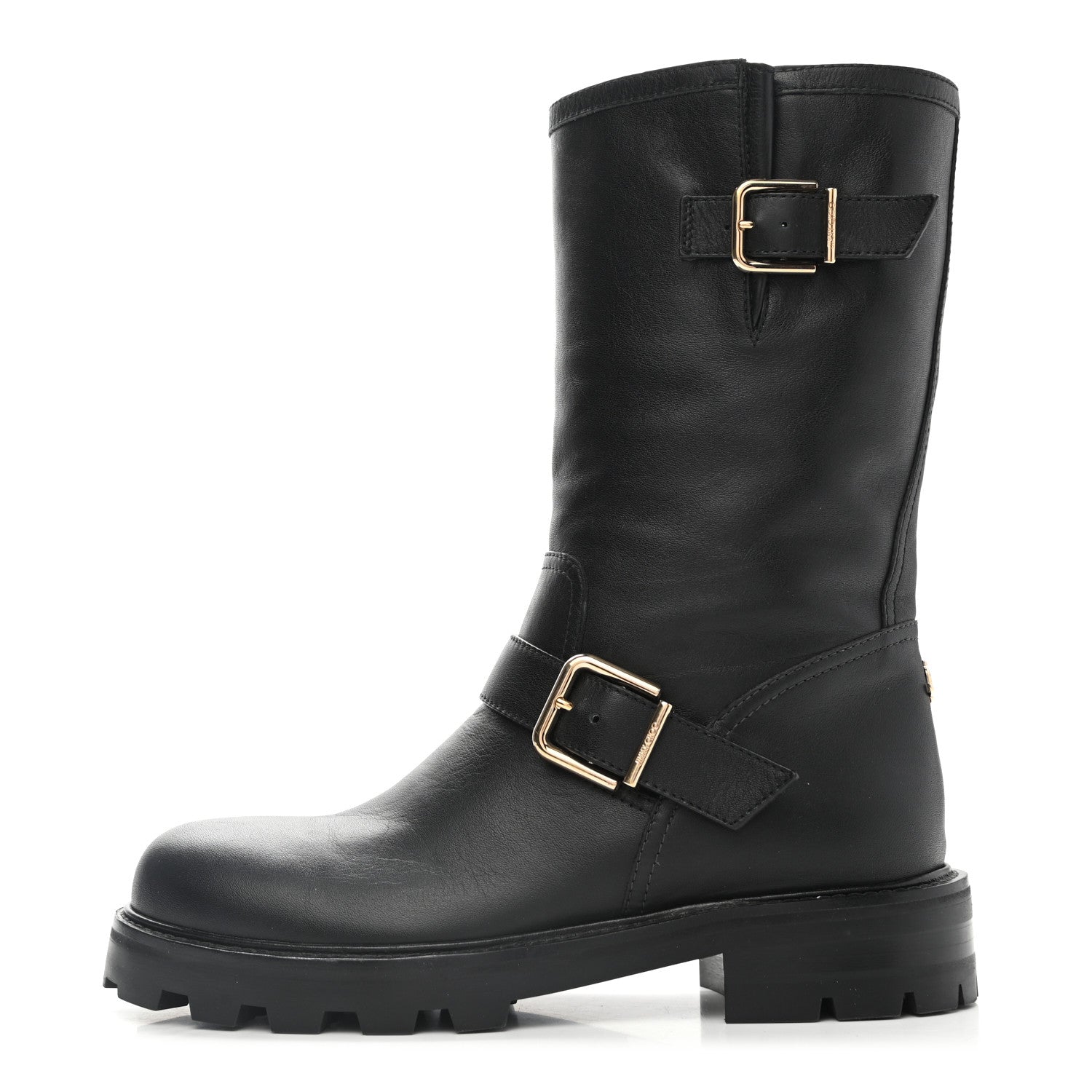Jimmy Choo Rugged Leather Biker Boots 38.5 Black 1 of 7