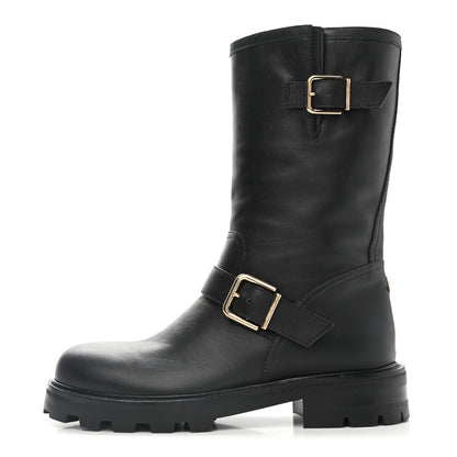 Jimmy Choo Rugged Leather Biker Boots 38.5 Black 1 of 7