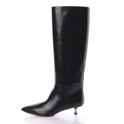 Valentino Garavani Calfskin Knee High Kitten Heel Boots 36.5 Black 1 of 7