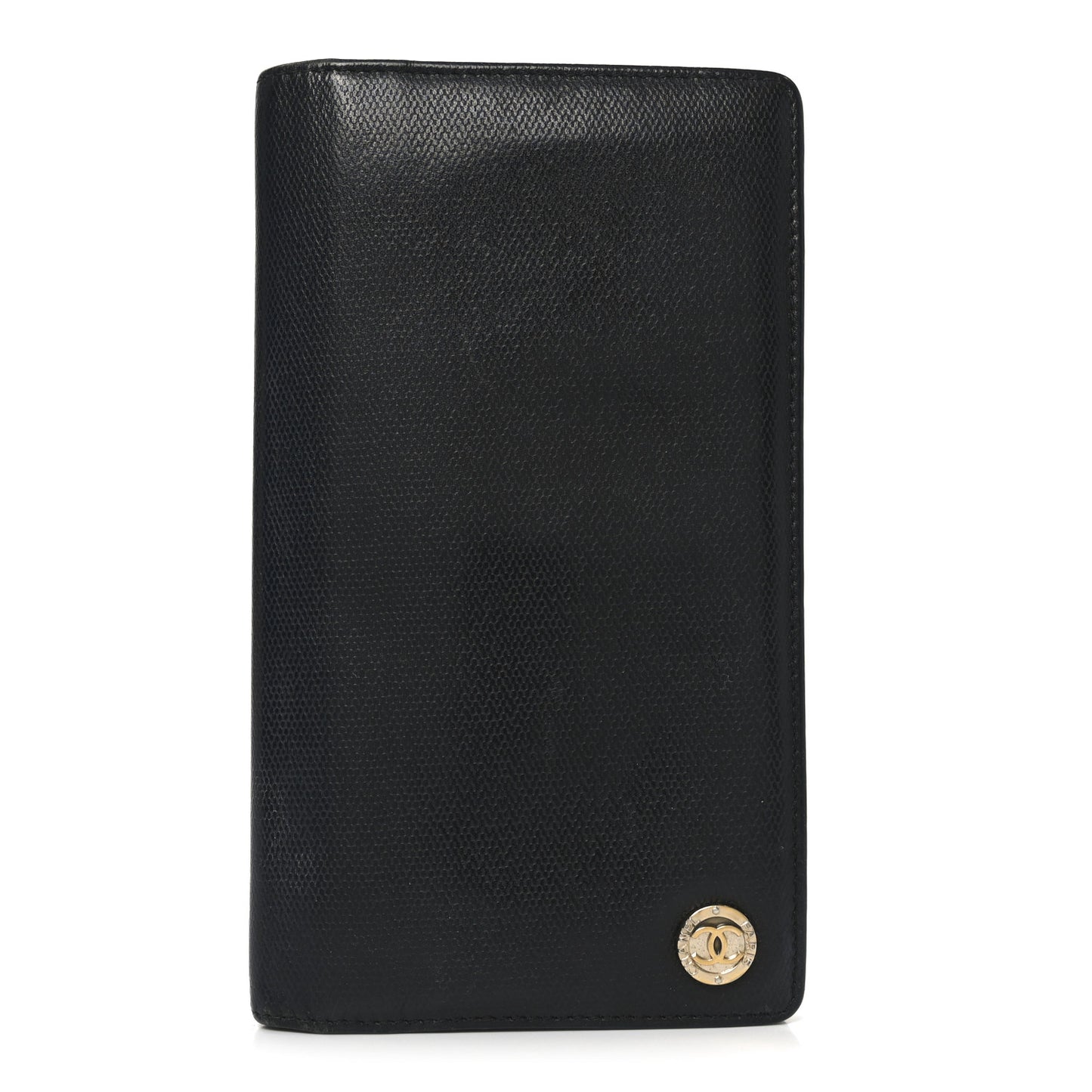 Grained Calfskin CC Button Yen Wallet Black