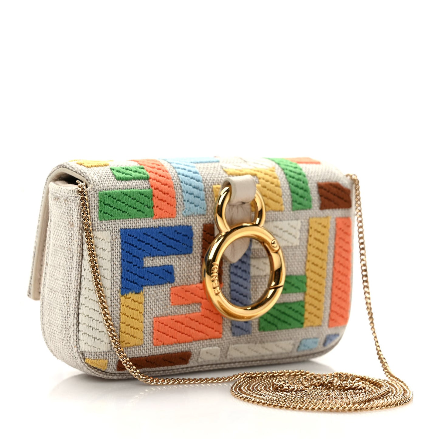 Kuban Canvas FF Embroidered Nano Baguette Charm Grezzo Multicolor