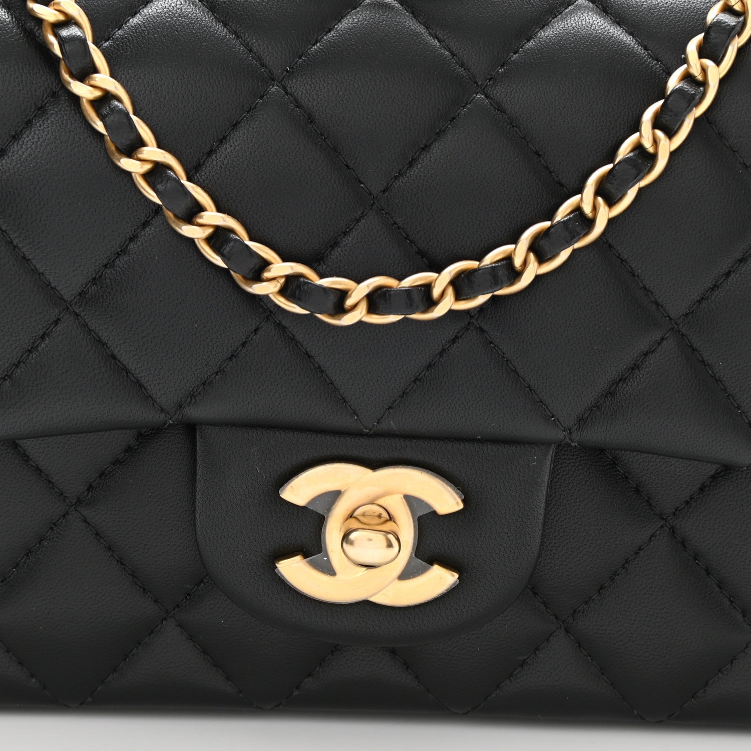 Chanel Lambskin Quilted Mini Top Handle Rectangular Flap Black 8 of 11