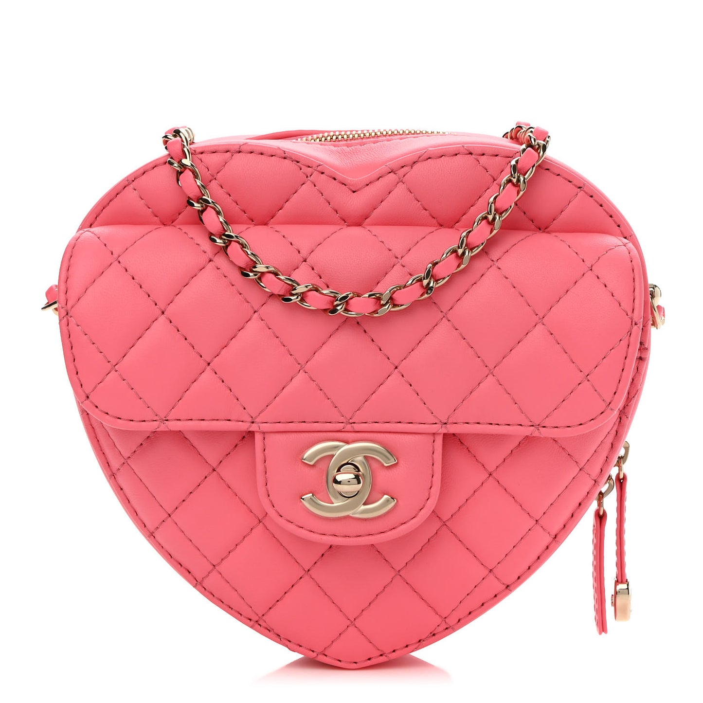 Lambskin Quilted CC In Love Heart Bag Pink