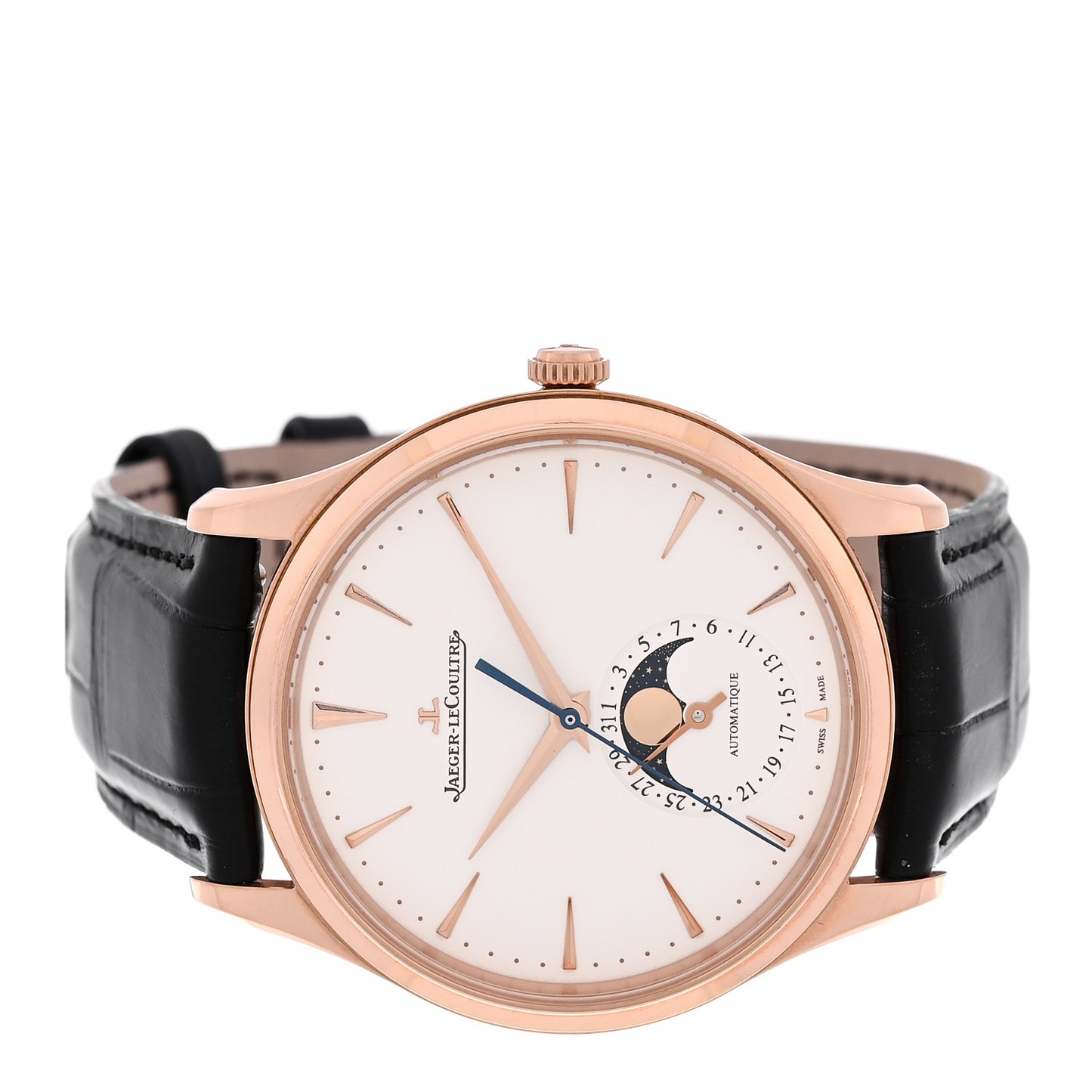 18K Rose Gold Alligator 39mm Master Ultra Thin Moon Automatic Watch Q1362511